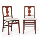 Folding Chairs Set of 2 Upholstered Dining Chairs with Comfy Padded Seats-Brown by LJGDeals