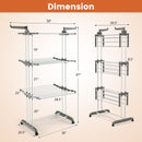 4-tier Clothes Drying Rack with Rotatable Side Wings and Collapsible Shelves-Gray