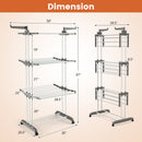 4-tier Clothes Drying Rack with Rotatable Side Wings and Collapsible Shelves