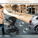 3-in-1 Folding Convertible Newborn Stroller with Detachable Bassinet-Black
