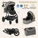 3-in-1 Folding Convertible Newborn Stroller with Detachable Bassinet by LJGDeals