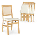 Folding Dining Chairs Set of 4 Rubber Wood Chairs with Linen Padded Seat by LJGDeals