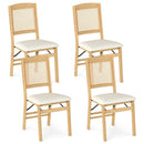 Folding Dining Chairs Set of 4 Rubber Wood Chairs with Linen Padded Seat by LJGDeals