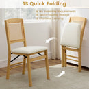 Folding Dining Chairs Set of 4 Rubber Wood Chairs with Linen Padded Seat by LJGDeals
