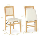 Folding Dining Chairs Set of 4 Rubber Wood Chairs with Linen Padded Seat by LJGDeals