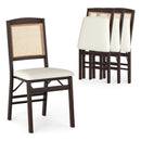 Folding Dining Chairs Set of 4 Rubber Wood Chairs with Linen Padded Seat by LJGDeals