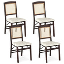 Folding Dining Chairs Set of 4 Rubber Wood Chairs with Linen Padded Seat by LJGDeals