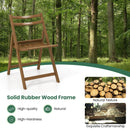 Folding Dining Chair Set of 2 with Rubber Wood Frame and Slatted Seat-Walnut by DirectDeals