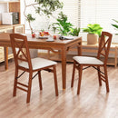 Folding Dining Chairs Set of 2 with Padded Seat and Rubber Wood Frame