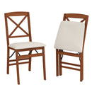 Folding Dining Chairs Set of 2 with Padded Seat and Rubber Wood Frame by DirectDeals