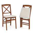 Folding Dining Chairs Set of 2 with Padded Seat and Rubber Wood Frame by DirectDeals