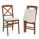 Folding Dining Chairs Set of 2 with Padded Seat and Rubber Wood Frame by LJGDeals