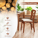 Folding Dining Chairs Set of 2 with Padded Seat and Rubber Wood Frame by LJGDeals