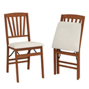 Folding Dining Chairs Set of 2 with Padded Seat and Rubber Wood Frame by LJGDeals