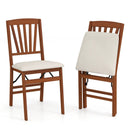 Folding Dining Chairs Set of 2 with Padded Seat and Rubber Wood Frame by LJGDeals