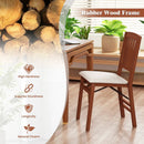 Folding Dining Chairs Set of 2 with Padded Seat and Rubber Wood Frame by LJGDeals