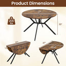 Folding Dining Table 47 Inch Extendable Round Kitchen Table with Drop Leaves