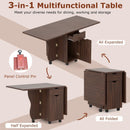 Folding Dining Table 3-in-1 Space-Saving Drop Leaf Kitchen Table with Lockable Wheels by LJGDeals