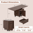 Folding Dining Table 3-in-1 Space-Saving Drop Leaf Kitchen Table with Lockable Wheels by LJGDeals