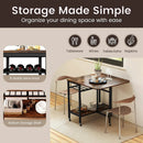 Folding Dining Table with Expandable Laptop with Wine Rack and Wheels-Rustic Brown by LJGDeals