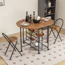 3 Pieces Folding Dining Table and Chair Set-Rustic Brown by LJGDeals