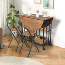 3 Pieces Folding Dining Table and Chair Set-Rustic Brown by LJGDeals