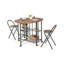 3 Pieces Folding Dining Table and Chair Set-Rustic Brown by LJGDeals