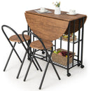 3 Pieces Folding Dining Table and Chair Set-Rustic Brown by LJGDeals