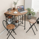 3 Pieces Folding Dining Table and Chair Set-Rustic Brown by LJGDeals