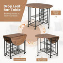3 Pieces Folding Dining Table and Chair Set-Rustic Brown by LJGDeals
