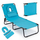 Folding Face Down Tanning Chair with Face Hole 3 Removable Pillows by DirectDeals