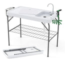 2 in 1 Folding Fish Cleaning Table with Sink and Faucet for Patio BBQ by DirectDeals