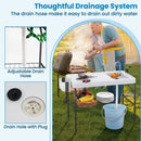 2 in 1 Folding Fish Cleaning Table with Sink and Faucet for Patio BBQ by LJGDeals