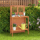 Folding Garden Potting Bench with 2-tier Storage Shelves and Teak Oil Finish for Garden Yard Balcony by LJGDeals