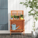 Folding Garden Potting Bench with 2-tier Storage Shelves and Teak Oil Finish for Garden Yard Balcony by LJGDeals