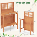 Folding Garden Potting Bench with 2-tier Storage Shelves and Teak Oil Finish for Garden Yard Balcony by LJGDeals
