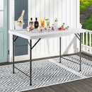 4 Feet Folding Ice Bin Table with Skirt for Camping Picnic Wedding-White by LJGDeals