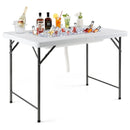 4 Feet Folding Ice Bin Table with Skirt for Camping Picnic Wedding-White by LJGDeals