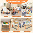 6-In-1 Folding Kids Art Easel with Reversible Building Block Tabletop by LJGDeals