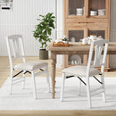 Folding Kitchen Chairs Set of 2 Upholstered Dining Chairs with Comfy Padded Seats-White by LJGDeals