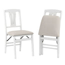 Folding Kitchen Chairs Set of 2 Upholstered Dining Chairs with Comfy Padded Seats-White by LJGDeals