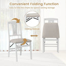 Folding Kitchen Chairs Set of 2 Upholstered Dining Chairs with Comfy Padded Seats-White by LJGDeals