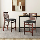 Set of 2 Counter Height Chairs Folding Kitchen Island Stool with Padded Seat-Brown by LJGDeals