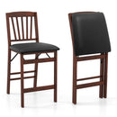 Set of 2 Counter Height Chairs Folding Kitchen Island Stool with Padded Seat-Brown by LJGDeals