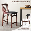 Set of 2 Counter Height Chairs Folding Kitchen Island Stool with Padded Seat-Brown by LJGDeals