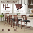 Set of 2 Counter Height Chairs Folding Kitchen Island Stool with Padded Seat-Brown by LJGDeals