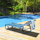 Beach Chaise Lounge Chair with Face Hole and Removable Pillow-Blue & Green by DirectDeals