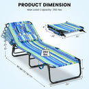 Beach Chaise Lounge Chair with Face Hole and Removable Pillow-Blue & Green by DirectDeals