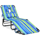 Beach Chaise Lounge Chair with Face Hole and Removable Pillow-Blue & Green by DirectDeals