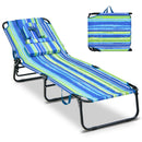 Beach Chaise Lounge Chair with Face Hole and Removable Pillow-Blue & Green by DirectDeals